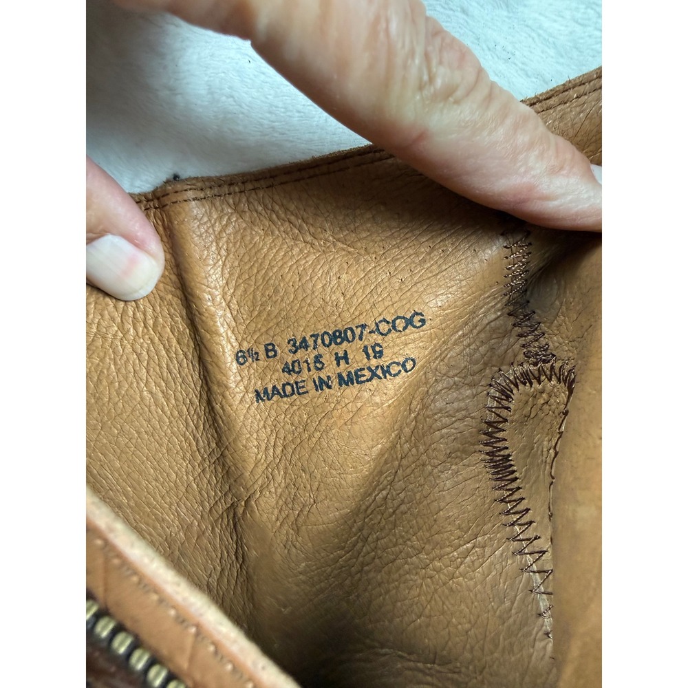 Frye Billy Side Zip Moto Short Brown Croc Embossed Leather Western Boots 6.5B - Picture 6 of 11